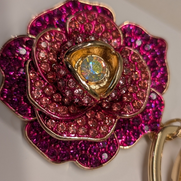 Betsey Johnson Bag Charm Pink Flower NWT - Picture 3 of 6